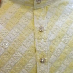 Heavy Embroidery Mirror Rayon Men's Kurta with Pajama Set