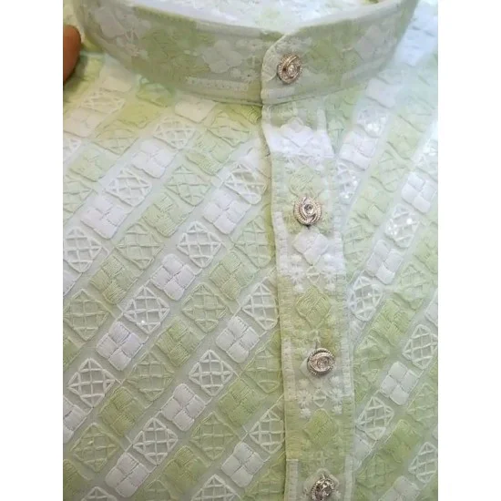 Heavy Embroidery Mirror Rayon Men's Kurta with Pajama Set Heavy Embroidery Mirror Rayon Men's Kurta with Pajama Set