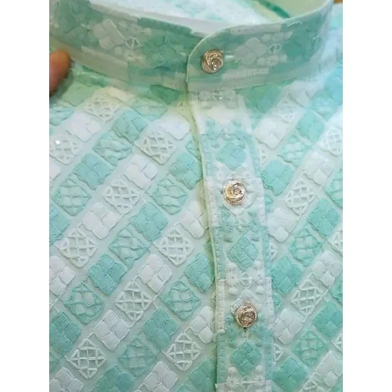 Heavy Embroidery Mirror Rayon Men's Kurta with Pajama Set Heavy Embroidery Mirror Rayon Men's Kurta with Pajama Set