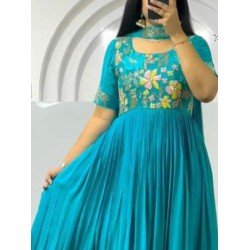 Beautiful Faux Georgette Embroidered Anarkali Gown With Dupatta
