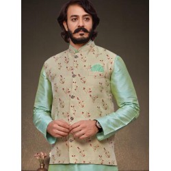 Green Cream Silk Men's Coti