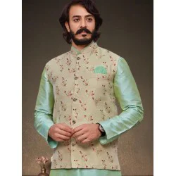 Green Cream Silk Men's Coti