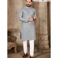 Soft Cotton Mirror Work Men's Kurta With Pajama Set