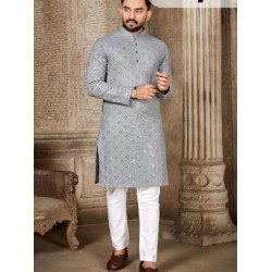 Soft Cotton Mirror Work Men's Kurta With Pajama Set