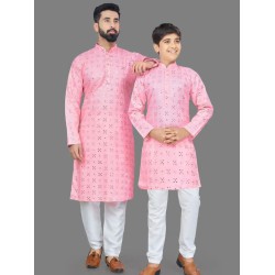 Cotton Heavy Embroidery Mirror Work Men Kurta with Pajama Set