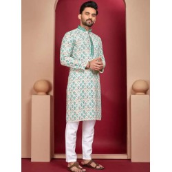 Designer Rayon Digital Print Men's Kurta with Pajama Set