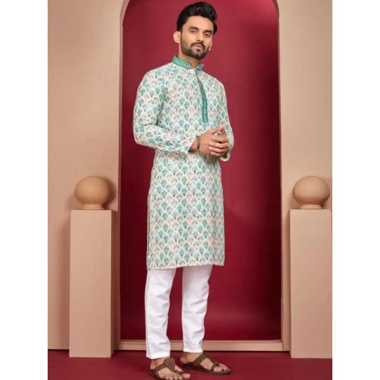 Designer Rayon Digital Print Men's Kurta with Pajama Set Designer Rayon Digital Print Men's Kurta with Pajama Set