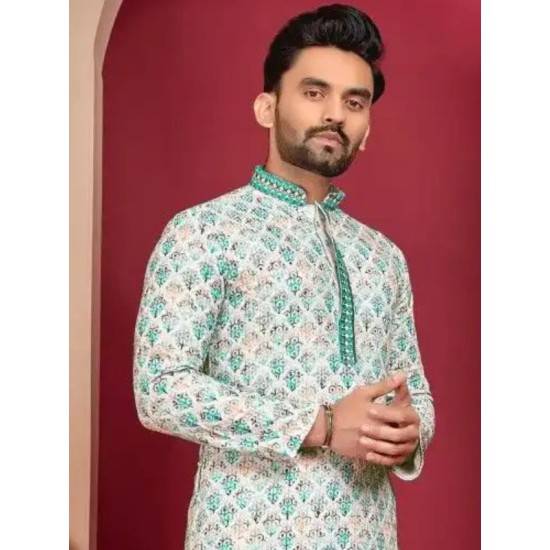 Designer Rayon Digital Print Men's Kurta with Pajama Set Designer Rayon Digital Print Men's Kurta with Pajama Set