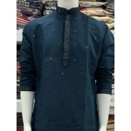 Designer Silk Embroidery Sequence Work Men's Kurta with Pajama Set