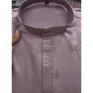 Designer Silk Embroidery Sequence Work Men's Kurta with Pajama Set