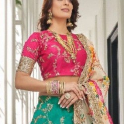 Green Banarasi Embroidery Designer Bridal Lehenga Choli Readymade