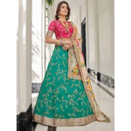 Green Banarasi Embroidery Designer Bridal Lehenga Choli Readymade