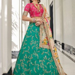 Green Banarasi Embroidery Designer Bridal Lehenga Choli Readymade