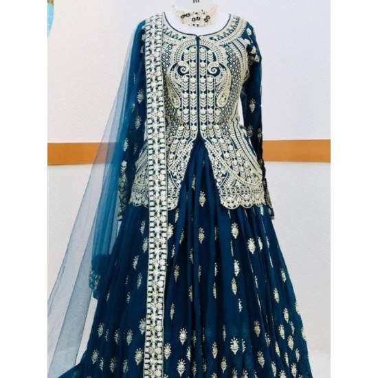 Georgette Designer Embroidery Anarkali Lehenga Party Wear Georgette Designer Embroidery Anarkali Lehenga Party Wear