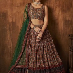 Georgette Floral Digital Print Umbrella Lehenga Choli Readymade