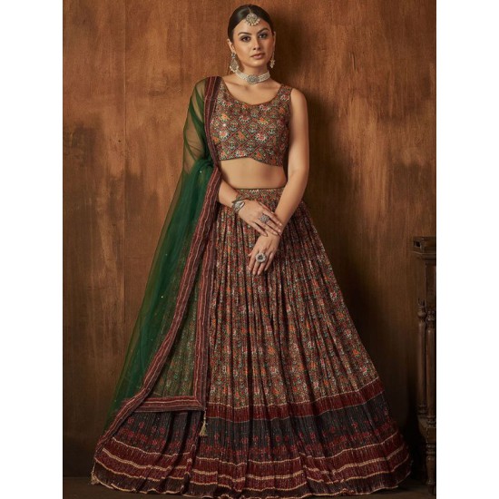 Georgette Floral Digital Print Umbrella Lehenga Choli Readymade Georgette Floral Digital Print Umbrella Lehenga Choli Readymade
