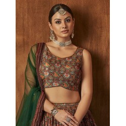 Georgette Floral Digital Print Umbrella Lehenga Choli Readymade