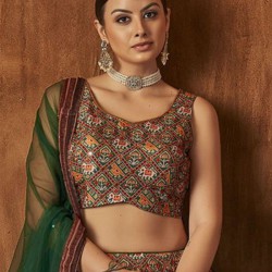 Georgette Floral Digital Print Umbrella Lehenga Choli Readymade