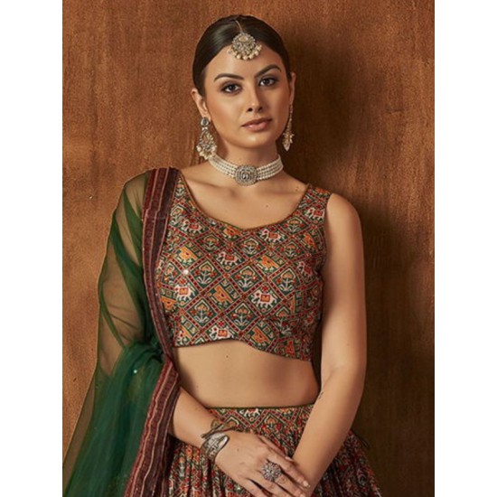 Georgette Floral Digital Print Umbrella Lehenga Choli Readymade Georgette Floral Digital Print Umbrella Lehenga Choli Readymade