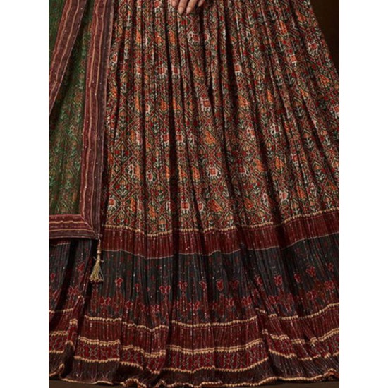 Georgette Floral Digital Print Umbrella Lehenga Choli Readymade Georgette Floral Digital Print Umbrella Lehenga Choli Readymade