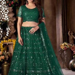 Green Heavy Net Embroidery Designer Bridal Lehenga Choli Readymade