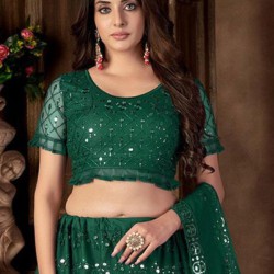 Green Heavy Net Embroidery Designer Bridal Lehenga Choli Readymade
