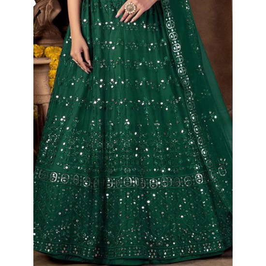 Green Heavy Net Embroidery Designer Bridal Lehenga Choli Readymade Green Heavy Net Embroidery Designer Bridal Lehenga Choli Readymade
