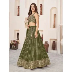 Green Sequins Designer Wedding Lehenga Choli Readymade