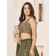 Green Sequins Designer Wedding Lehenga Choli Readymade