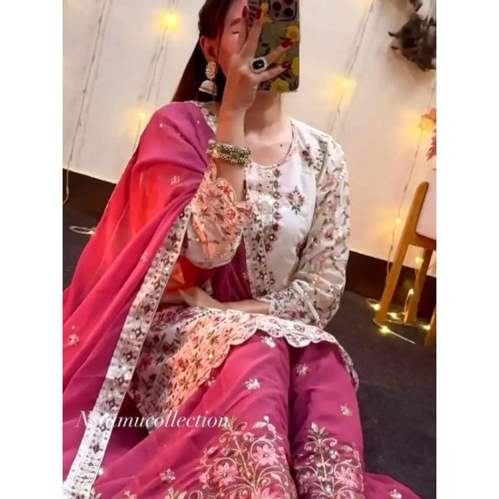 Georgette Silk Stylish Designer Sahara Suit Party Wear Georgette Silk Stylish Designer Sahara Suit Party Wear