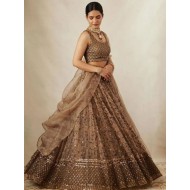 Heavy Net Brown Fancy Embroidery Lehenga Choli Readymade