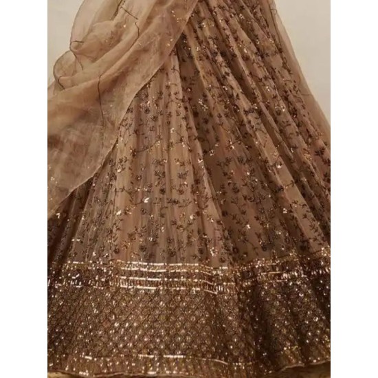 Heavy Net Brown Fancy Embroidery Lehenga Choli Readymade Heavy Net Brown Fancy Embroidery Lehenga Choli Readymade