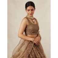 Heavy Net Brown Fancy Embroidery Lehenga Choli Readymade