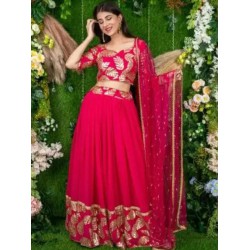 Hot Pink Designer Georgette Lehenga Choli Readymade
