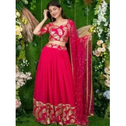 Hot Pink Designer Georgette Lehenga Choli Readymade