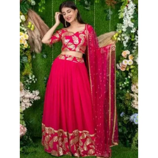Hot Pink Designer Georgette Lehenga Choli Readymade Hot Pink Designer Georgette Lehenga Choli Readymade