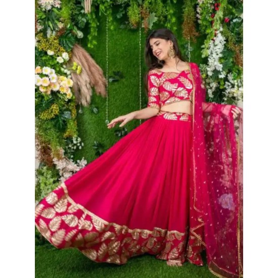 Hot Pink Designer Georgette Lehenga Choli Readymade Hot Pink Designer Georgette Lehenga Choli Readymade
