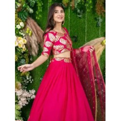 Hot Pink Designer Georgette Lehenga Choli Readymade