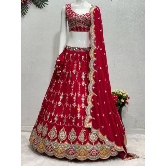 Hot Pink Georgette Sequins Embroidery Wedding Lehenga Choli Readymade Hot Pink Georgette Sequins Embroidery Wedding Lehenga Choli Readymade