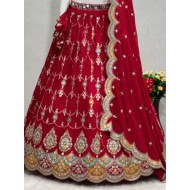 Hot Pink Georgette Sequins Embroidery Wedding Lehenga Choli Readymade