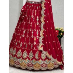 Hot Pink Georgette Sequins Embroidery Wedding Lehenga Choli Readymade