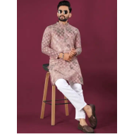 Heavy Rayon Embroidery Mirror Men's Kurta with Pajama Set