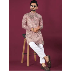 Heavy Rayon Embroidery Mirror Men's Kurta with Pajama Set