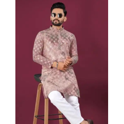 Heavy Rayon Embroidery Mirror Men's Kurta with Pajama Set