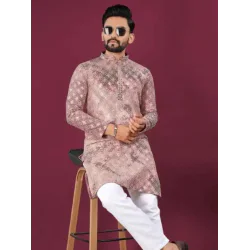 Heavy Rayon Embroidery Mirror Men's Kurta with Pajama Set
