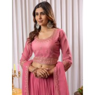 Light Pink Georgette Sequence Embroidery Lehenga Choli Readymade