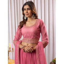 Light Pink Georgette Sequence Embroidery Lehenga Choli Readymade