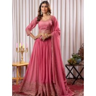Light Pink Georgette Sequence Embroidery Lehenga Choli Readymade