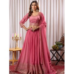 Light Pink Georgette Sequence Embroidery Lehenga Choli Readymade