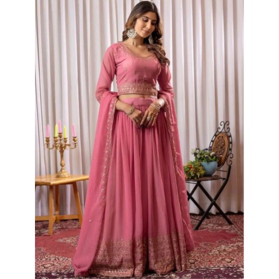 Light Pink Georgette Sequence Embroidery Lehenga Choli Readymade Light Pink Georgette Sequence Embroidery Lehenga Choli Readymade